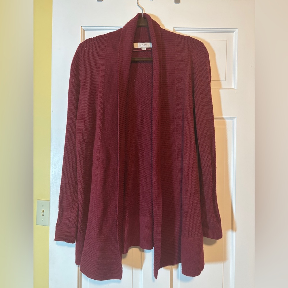 LOFT Women's Deep Red Cardigan